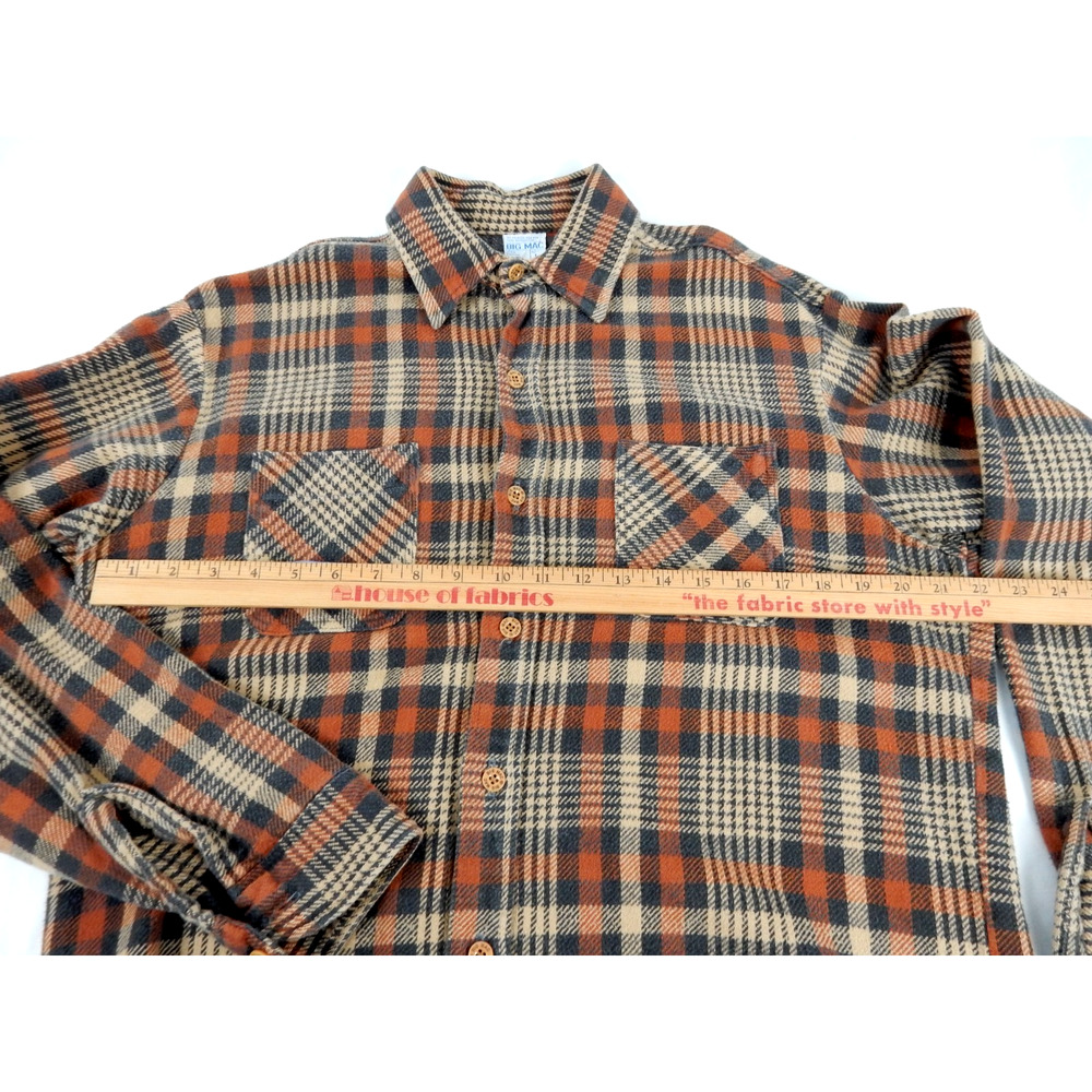 Vtg 90s Big Mac Flannel Shirt Mens L Tall Brown Plaid JCPenney JC Penny USA Made - Picture 5 of 8
